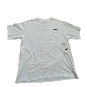 Large Playboy “Stay Playful” white t-shirt.                      #whiteT#playboy